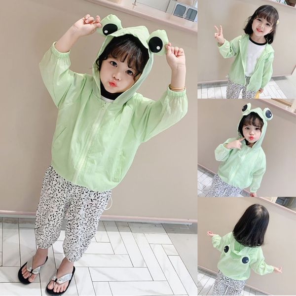 

summer kid's hooded sun protection clothing baby outwear jacket boys girls cartoon long sleeved air conditioning shirt, Blue;gray