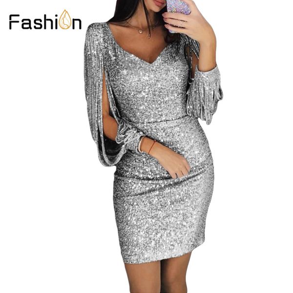 

sequin dress long sleeve party vestido women bodycon dresses ladies hollow out long sleeve midi vestidos de festa, Black;gray