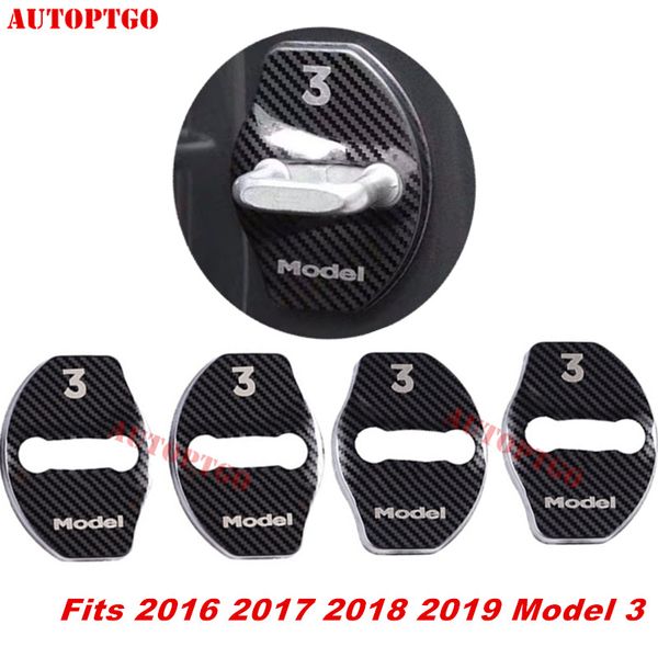 

stainless steel car door lock protective cover kit for model 3 model3 2016 2017 2018 2019 doorlock accessories