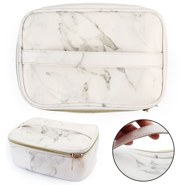 

pu leather cosmetic bag make up marble portable ladies travel case makeup brushes organizer storage bags