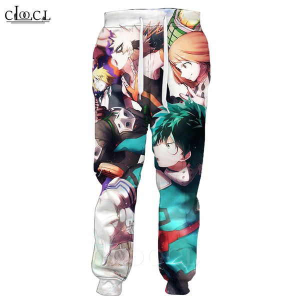 

anime my hero academia trousers men women 3d print casual sweatpants harajuku streetwear style jogging pants t429, Black