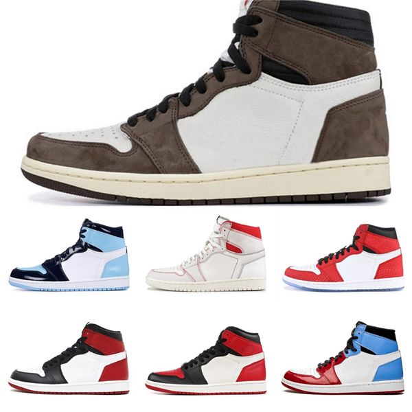 

новые мужские ботинки баскетбола 1s high og obsidian phantom pine turbo green travis scotts royal toe твист 1 jumpman мужчины женщины спорт