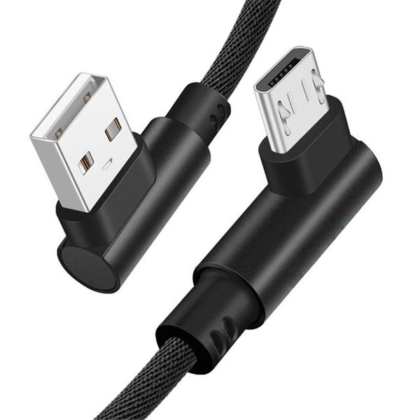 

90 degree micro usb cable 0.25m 1m 2m fast charger cords braided v8 type c data cable for smartphone android