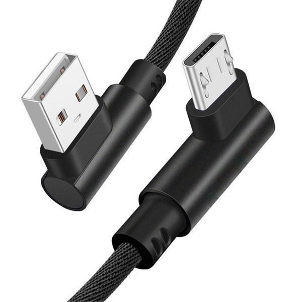 90 Graus Micro 0.25m cabo USB 1m 2m carregador rápido Cords trançado cabo de dados V8 Tipo C para Smartphone Android