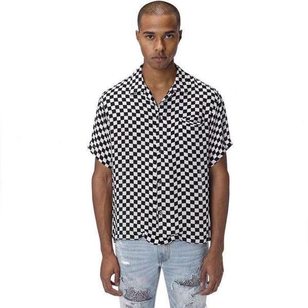 

mens designer t shirts fashion brand plaid printing shirt short sleeve t-shirt casual high street s-xl, White;black
