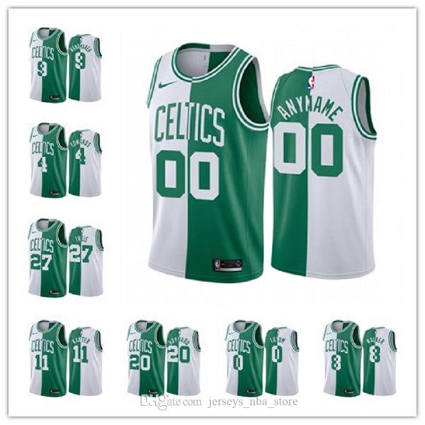 

boston celtics men tatum marcus smart tacko fall gordon hayward kemba walker 100% embroidery split basketball jersey 02, Black;red
