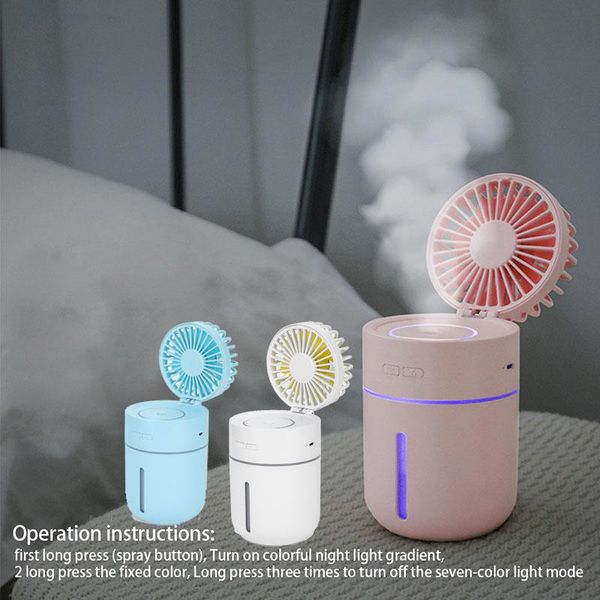 

dragonpad portable fan 2 in 1 usb rechargeable vehicle-mounted air humidifier mini fan