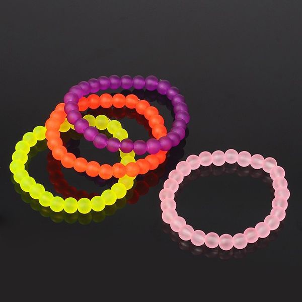 

30pcs stretchy frosted glass beads kids bracelets for children's day gifts,about 42mm inner diameter, beads: 6mm f50, Black