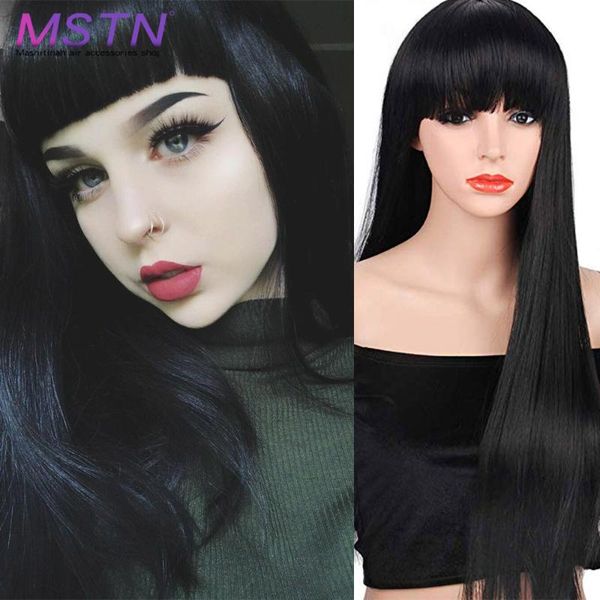 

long straight hair wigs synthetic wigs for black women christmas wig heat resistant false hair pieces hairstyles for mstn