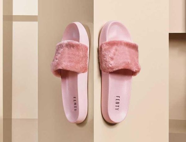 rihanna fenty slides fur