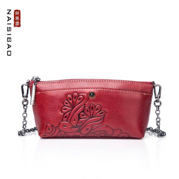 

naisibao 2019 new women genuine leather bag cowhide luxury fashion embossing clutch bag women leather shoulder