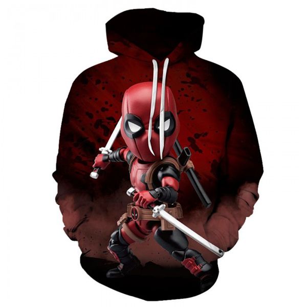 

youthup spring autumn men's 3d hoodies baby deadpool print sweatshirts pullovers long sleeve male 3d full print pullovers, Black