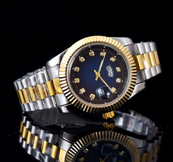 

40 мм бриллиантовые часы relogio masculino мужские часы Роскошные платья дизайнер моды Черный циферблат Календарь золотая астра Мужской подарокluxury Мужские часы