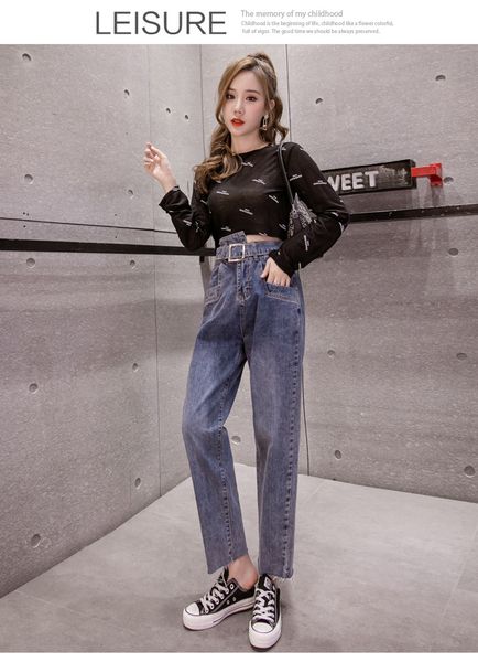 

blue gray women's tailored waist and hip princess jeans bk3648