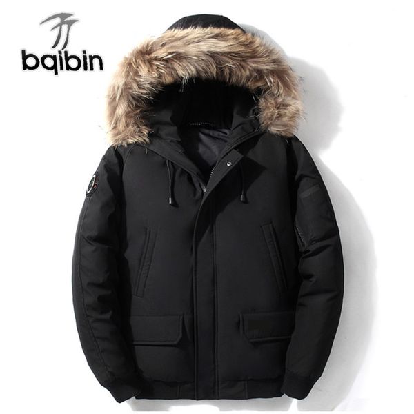 

2019 winter new men's down jacket clothing casual big fur collar short jacket duck down coat male brand clothes, Black