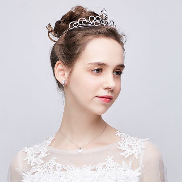 

2019 new crown elegant atmosphere bridal tiara three-piece suit korean hair accessories wedding jewelry wedding accessories, Golden;white