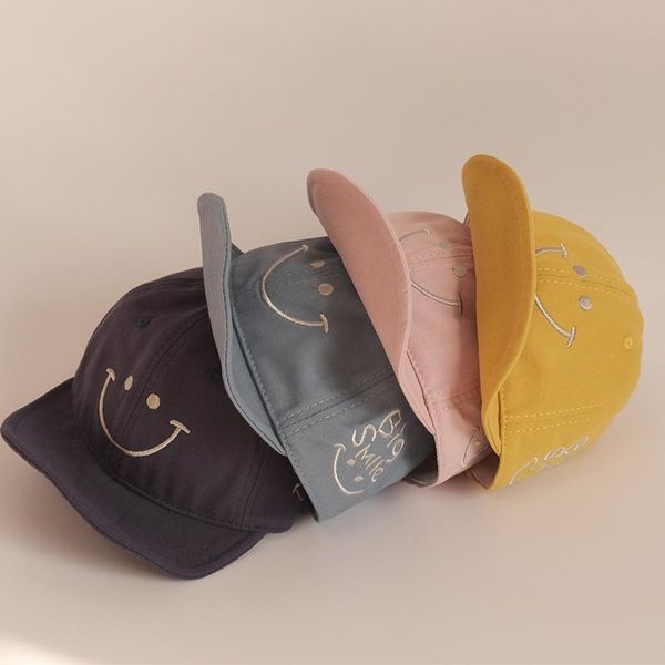 

spring summer baby hats cartoon smile letter embroidery pattern baseball cap kids boys girls sun hats szryc, Yellow