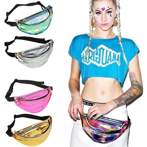 

2019 new pockets ladies handbags laser purse translucent reflective chest pockets outdoor sports