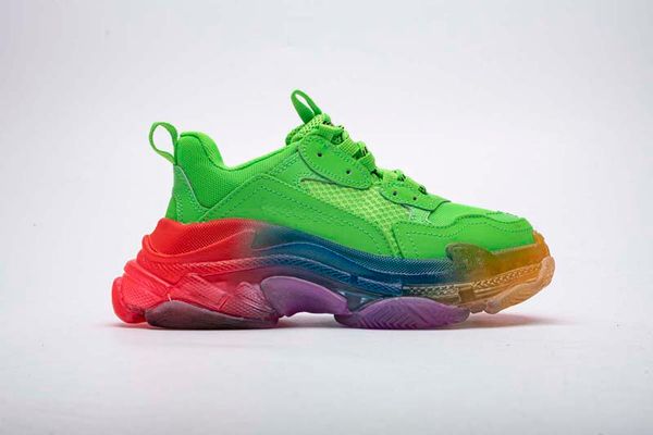 

dad shoes paris 17fw triple-s sneakers men/women rainbow color green running shoes cushion shoes szie 35-45