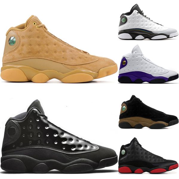 

new arrive 13 wheat men basketball shoes 13s cap and gown court purple black cat chicago grey toe dirty bred bred mens sneakers