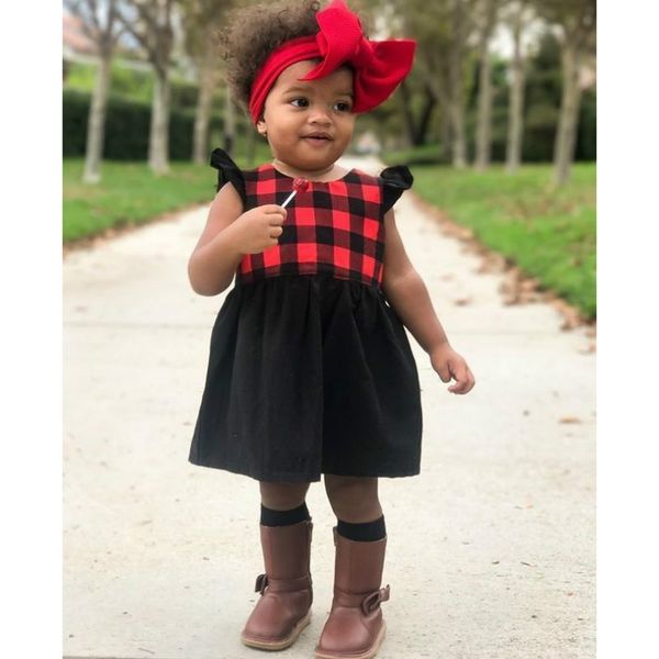 

plaid girls dresses long sleeve 2018 new girls clothes cotton children dresses toddler clothing baby girl clothing kids, Red;yellow