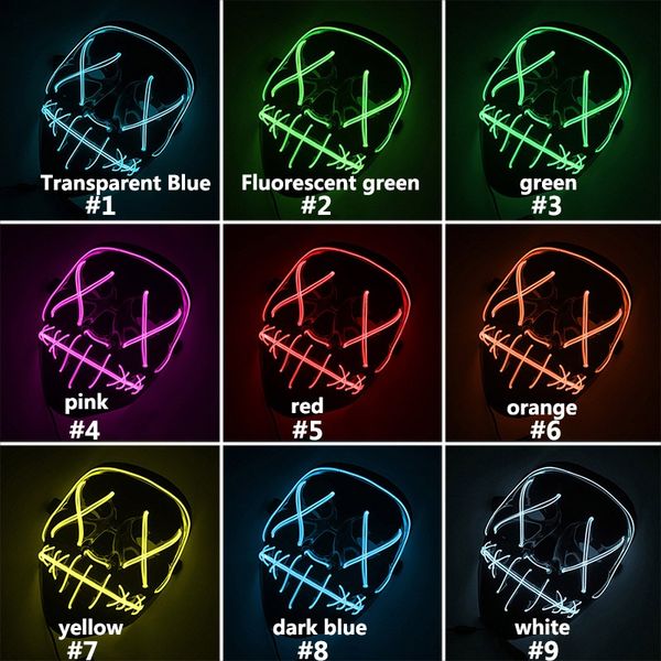 

светодиодные маски хэллоуина el wire glowing mask черная маска-призрак ужасов маскарад на день рождения карнавал косплей полнолицевые маски