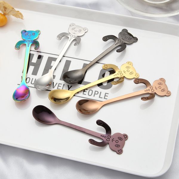 

2018 новый мультфильм медведь подвесной чашка ложка столовая бар посуда маленький чай мороженое сахарный торт десерт посуда бесплатно dhl xd