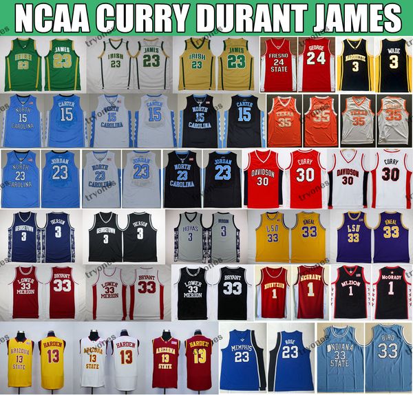 

ncaa college basketball jersey lebron james harden durant kobe bryant stephen curry paul george iverson bird o'neal wade mcgrady rose c, Black