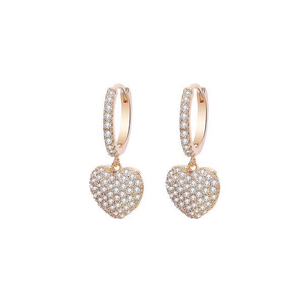 

fashion heart shaped cubic zircon earring for women gold silver cz crystal drop earrings jewelry girls party gift 2019 sale