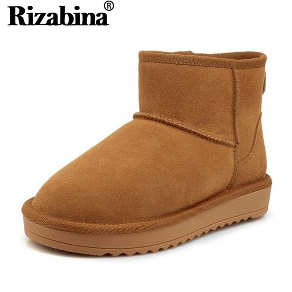

rizabina 5 color women snow boots real leather warm fur winter shoes women ankle boots fashion plush daily footwear size 35-40, Black
