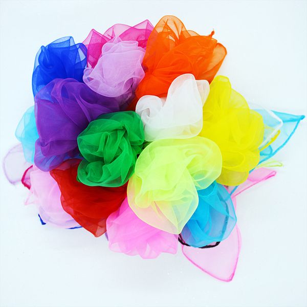 

pure color girls dance performance small squares scarves candy color solid color silk scarf 45*45cm elegant women's scarves 2020, Blue;gray
