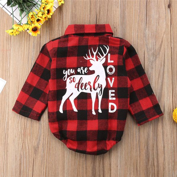 

xmas elk bodysuit baby girl boy clothes long sleeve body suit newborn plaid bodysuits christmas one piece clothes, White
