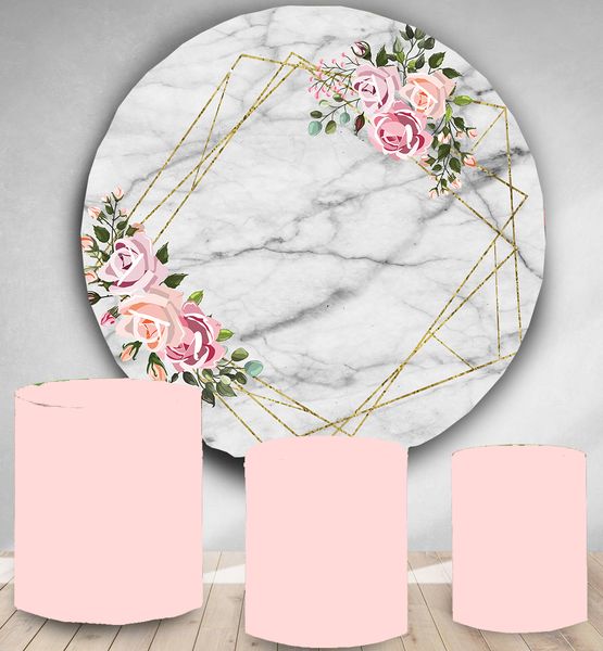 

circle pgraphy backdrop marble texture pink rose birthday party banner round p booth background dessert cake table vinyl