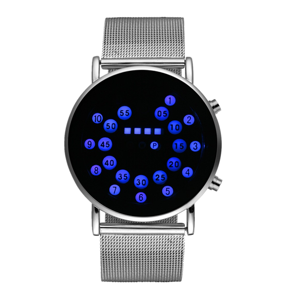 

2019 fashion men binary watch sport digital watch men stainless steel strap men's electronic male clock relogio masculino, Slivery;brown