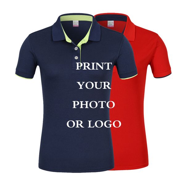 

2019 summer women fashion polo shirt cotton short sleeve new casual slim women's shirts female polos custom print p/logo, White