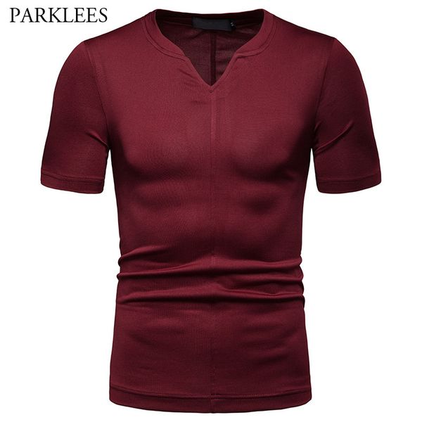 

men wine red v neck t shirts 2019 brand new short sleeve tshirt men tees summer casual cotton t-shirt male camisetas hombre, White;black