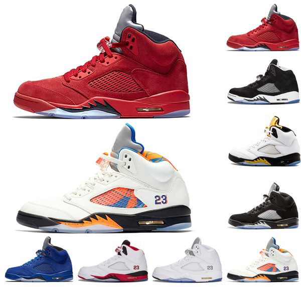 

new blue red suede 5 5s mens basketball shoes international flight metallic silver white cement trainers sports shoes sneakers us 8-13