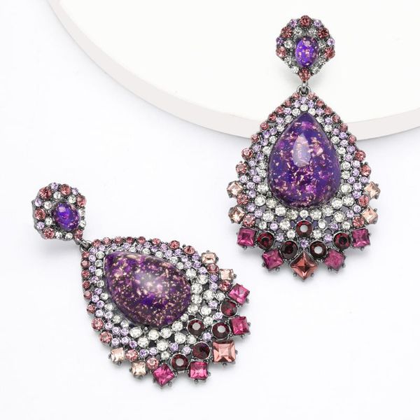 

flash drop shaped rhinestone earrings 2020 bohemian style dangle earrings girl resin jewelry accessories, Silver