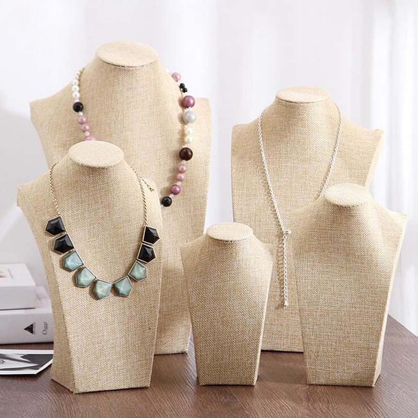 

wholesale jewelry display jewelry organizer stand packaging stand yellow linen necklace display shelf necklace bust, Pink;blue