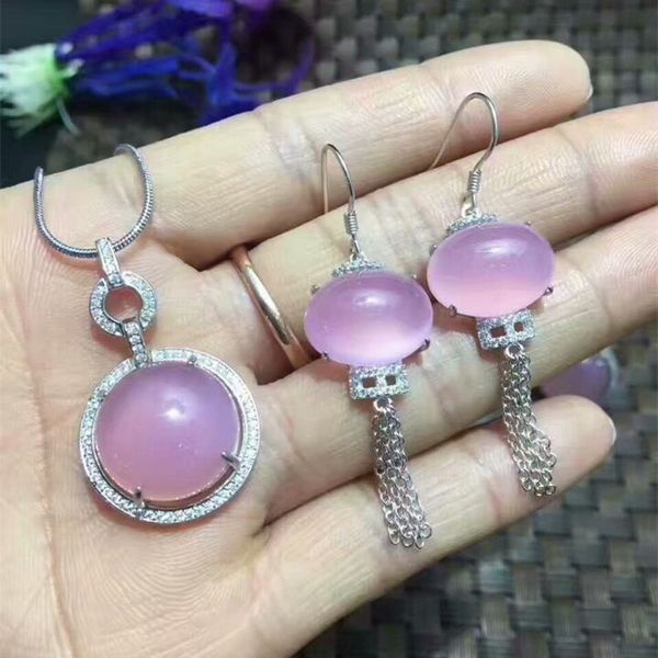 

s925 silver inlaid natural jade pendant s925 silver necklace jade myelin three-piece set, Black