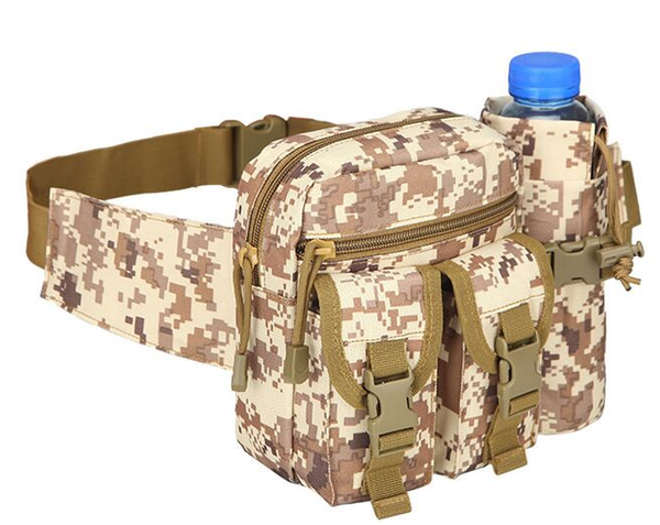 

military fan tactical water bottle waist bag multi-functional outdoor sports kit men and women camouflage travel bag riding satchel
