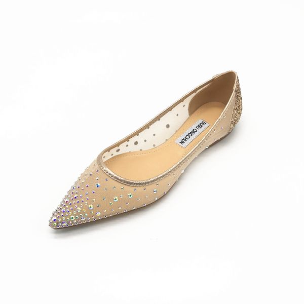 

casual designer lady fashion women pumps gold silver mesh lace glitter strass crystal point toe flats wedding shoes party shoes, Black