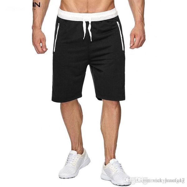

summer solid cotton shorts men solid drawstring casual shorts pocket elastic simple all match masculino bermudas para homens, White;black