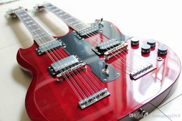 

Бесплатная доставка двойные шеи G 1275 модель электрогитары красное вино Джимми Пейдж стиль 12/6 струн электрогитары в красном цвете