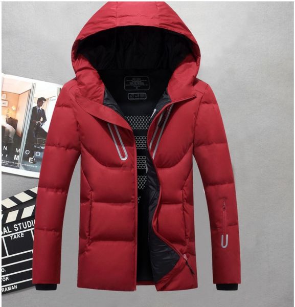 

men hooded winter outdoor duck down jacket classic man thick casual hooded down coat outerwear mens warm jackets parkas m-3xl, Black