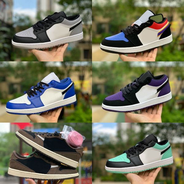 

2020 new low 1 og mid x travis scotts ts basketball shoes retros 1s high mint green turbo green white mint green blue red boe shoes, Black