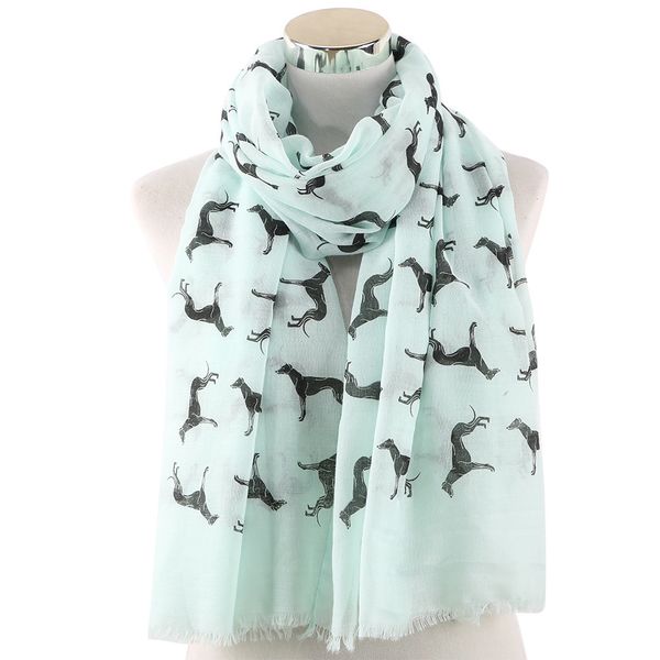 

ladies animal printed scarf new korean style lovely dog shawl 70*180cm polyester breathe tassels thin scarf t200609, Blue;gray