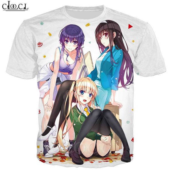 

2020 лето аниме saenai героиня нет sodatekata t shirt мужчины женщины 3d печать пляж аниме девушки харадзюку пары tee tops s-5xl, White;black