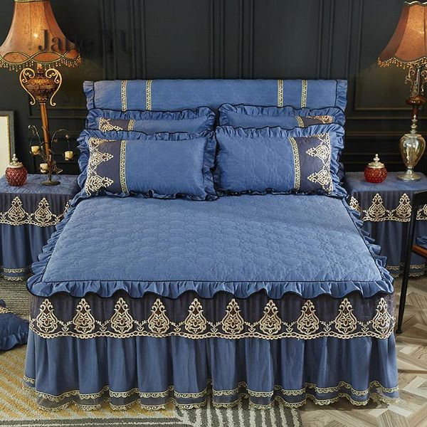 

janeyu european grinded pure cotton clip bed thickened bed cover single lace yarn 1.8m protective sheath slip-proof