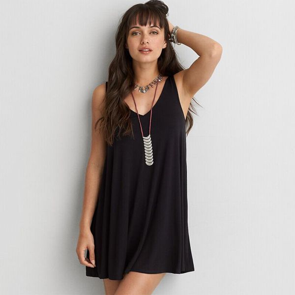 

6 color 2018 the new summer women comfortable simple solid lingerie fashion deep v sleeveless sling sleepwear slips s-6xl, Black;red